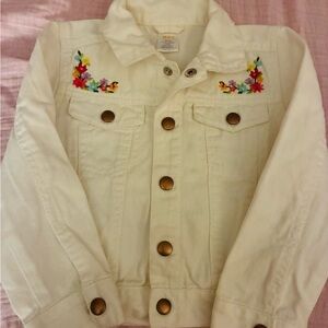 OshKosh B'gosh White Denim Jacket with Floral Embroidery